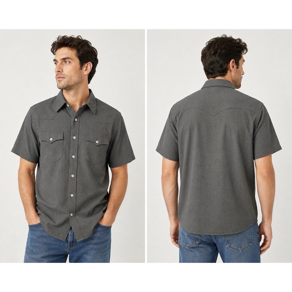 NWOT Faherty Short Sleeve Western Yoke Shirt Men's M Button Up Sample Rare $198